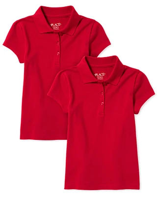 Girls Uniform Pique Polo 2-Pack
