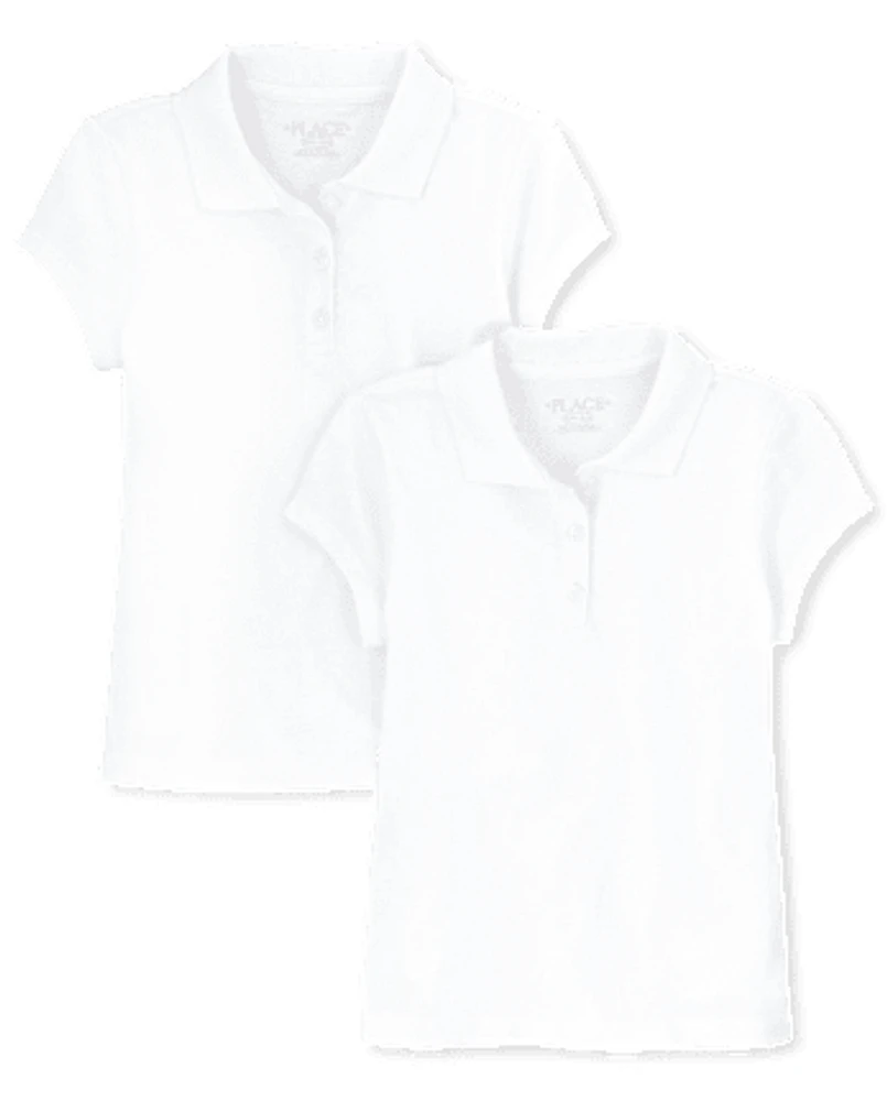 Girls Uniform Soft Jersey Polo 2-Pack