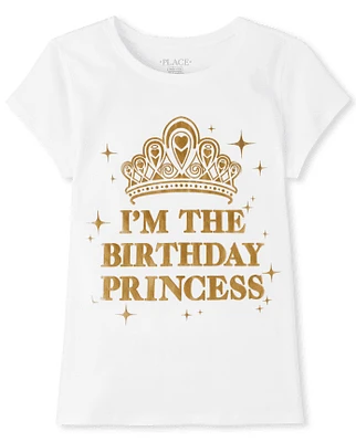 Girls Mommy And Me Foil Birthday Princess Graphic Tee