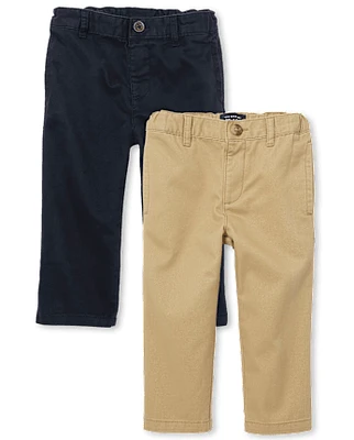 Baby And Toddler Boys Uniform Relaxed Straight Chino Pants -Pack