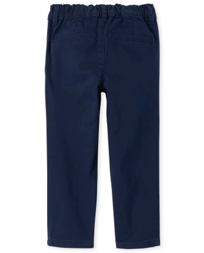 Toddler Girls Uniform Ruffle Stretch Skinny Chino Pants -Pack