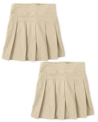 Girls Uniform Stretch Pleated Skort 2-Pack - Plus
