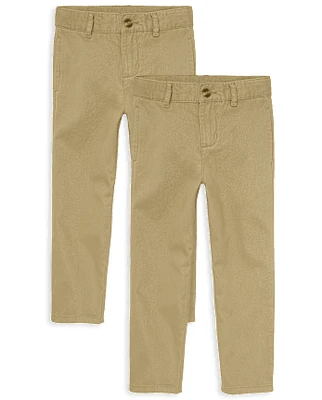 Lot de 2 pantalons chino droits uniformes extensibles pour garçons