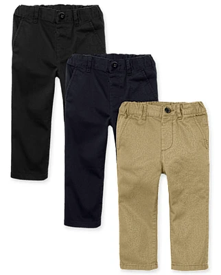 Lot de 3 pantalons chino droits et décontractés pour bébés tout-petits garçons