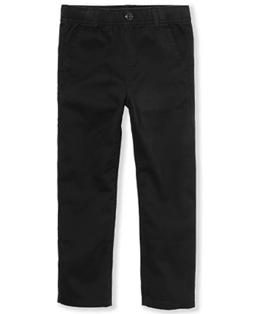 Boys Uniform Stretch Pull On Straight Chino Pants