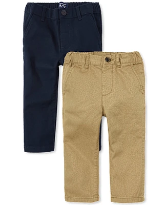 Lot de 2 pantalons chino droits extensibles pour bébés et tout-petits garçons