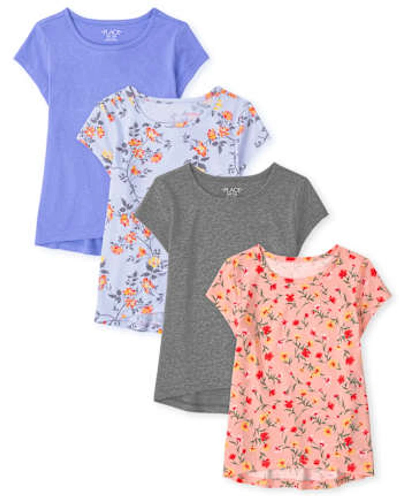 Girls Print Tee Shirt 4-Pack