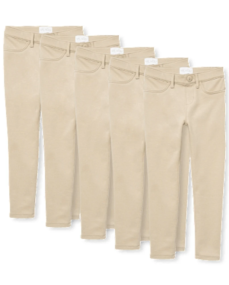 Girls Uniform Ponte Knit Pull On Jeggings 5-Pack