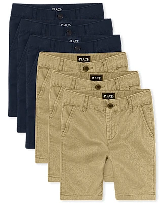 Boys Uniform Stretch Chino Shorts 6-Pack