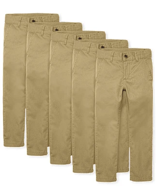 Lot de 5 pantalons chino skinny extensibles uniformes pour garçons