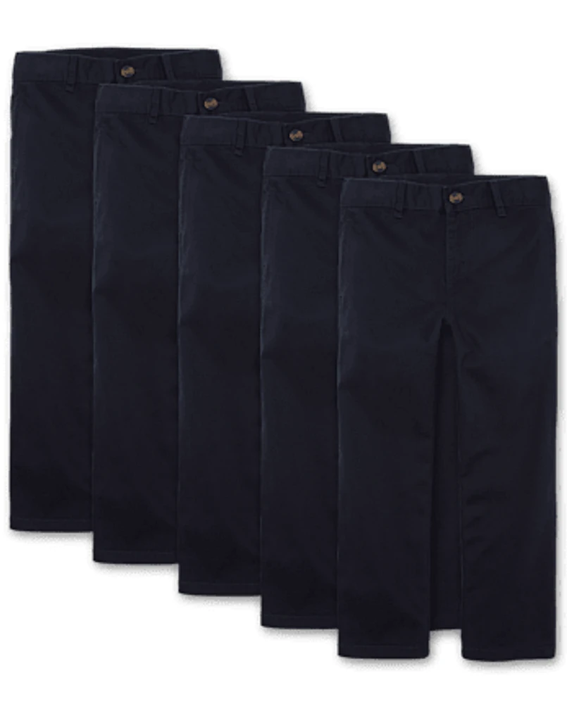 Boys Uniform Stretch Straight Chino Pants -Pack