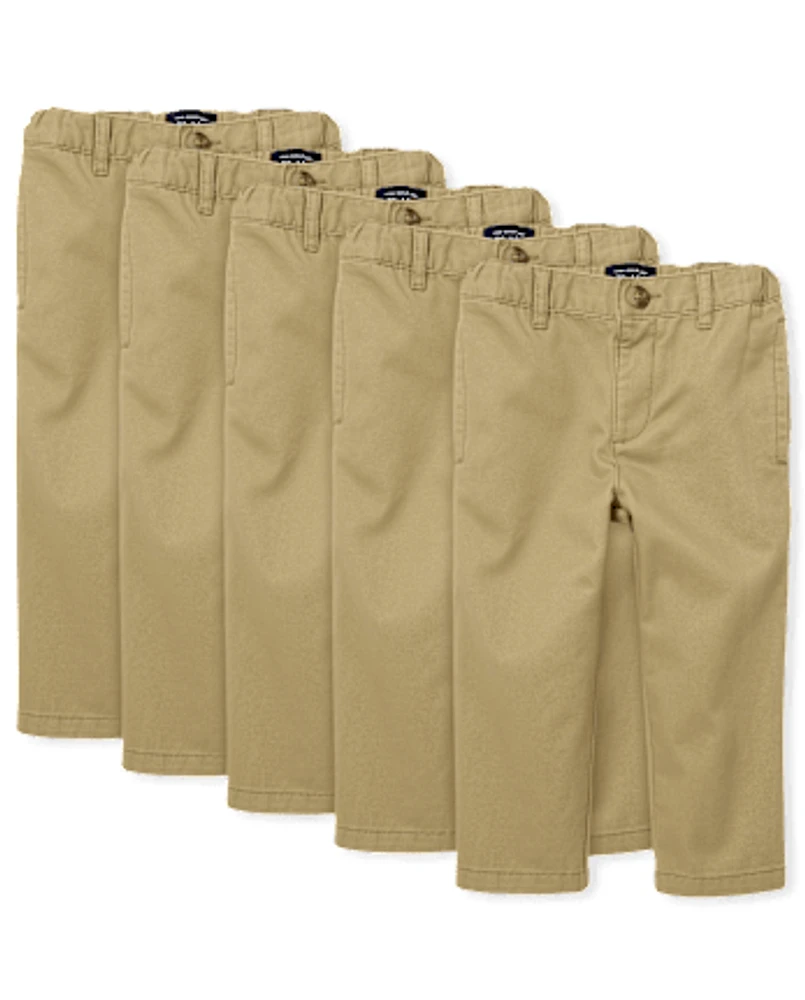 Lot de 5 pantalons chino droits extensibles uniformes pour bébés et tout-petits garçons