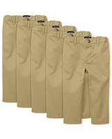 Lot de 5 pantalons chino droits extensibles uniformes pour bébés et tout-petits garçons