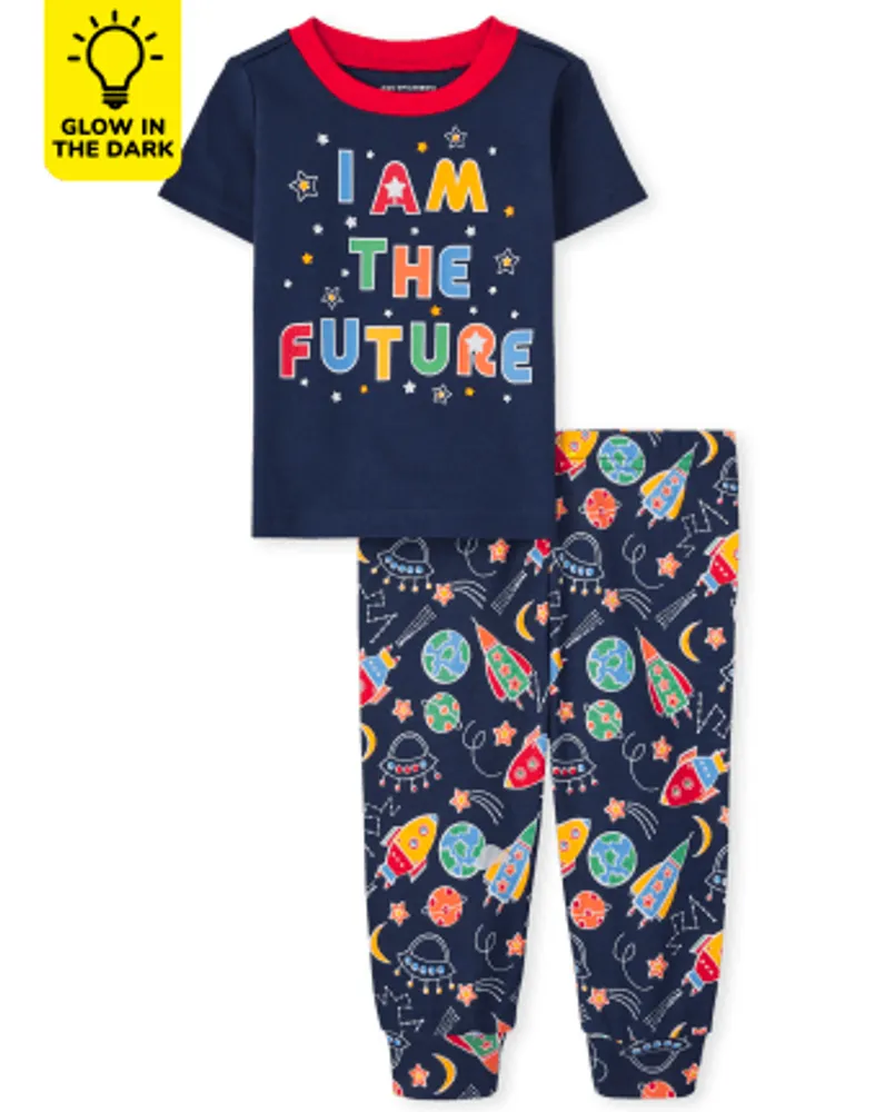 Baby And Toddler Glow Rocket Ship Snug Fit Cotton Pajamas