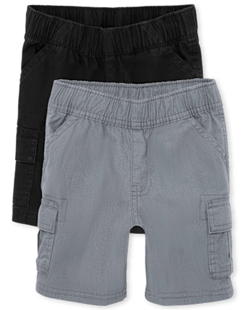 Baby And Toddler Boys Ripstop Pull On Cargo Shorts 2-Pack