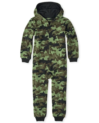 Pyjama une pièce en polaire camouflage pour garçon