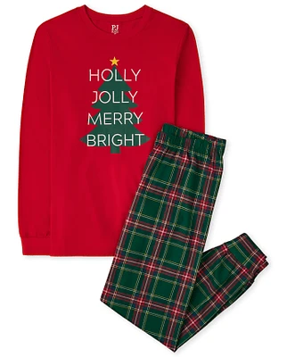 Pyjama unisexe en coton assorti pour la famille Holly Jolly