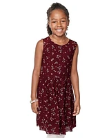 Girls Floral Mesh High Low Dress