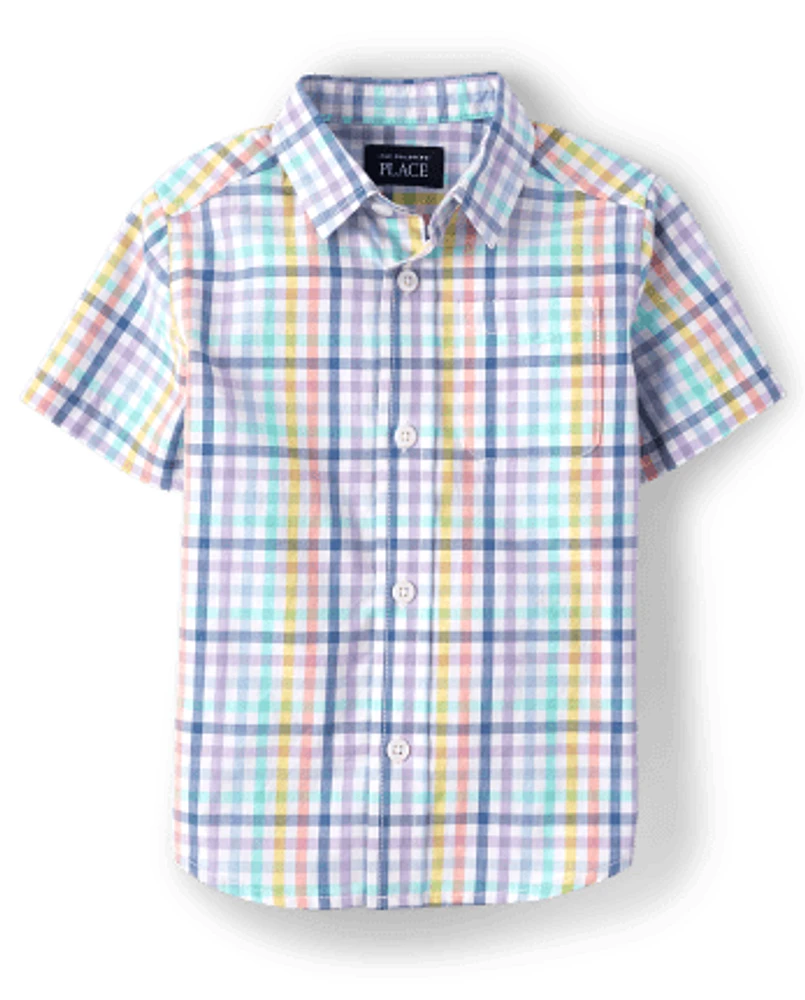 Baby And Toddler Boys Dad Me Gingham Poplin Button Up Shirt