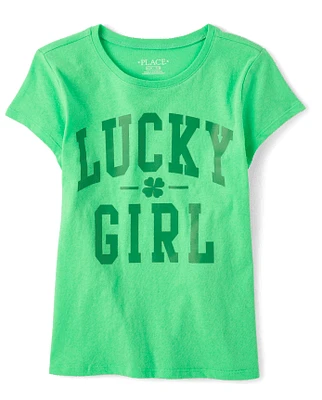 Girls Matching Family Lucky Girl Graphic Tee