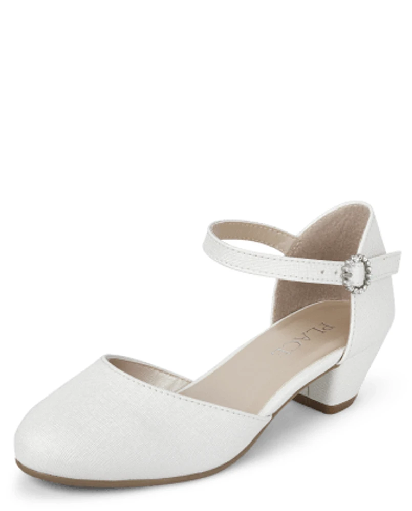 Chaussures scintillantes à talons bas pour filles