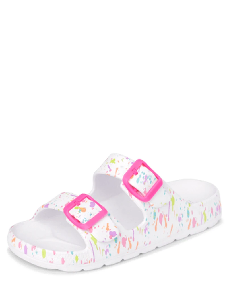 Girls  Paint Splatter Buckle Slides