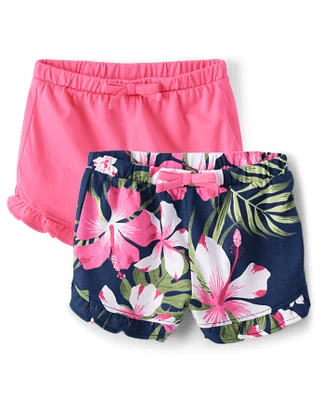 Lot de 2 shorts à volants tropicaux pour bébé fille