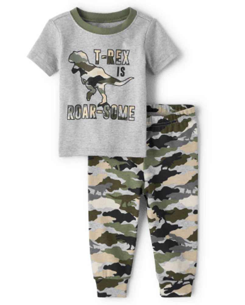 Baby And Toddler Boys T-Rex Is Roar-Some Snug Fit Cotton Pajamas