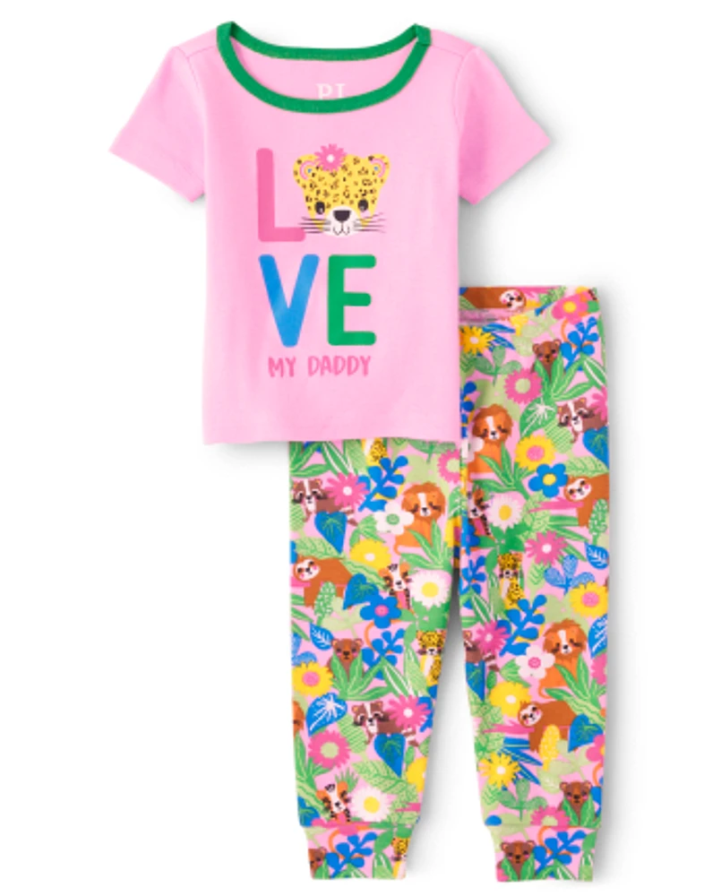 Pyjama en coton ajusté pour bébé et toute-petite fille Love My Family