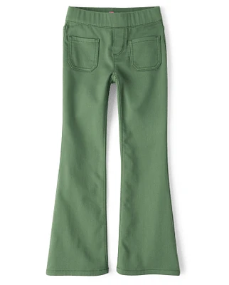 Girls Knit Twill Pull On Flare Pants