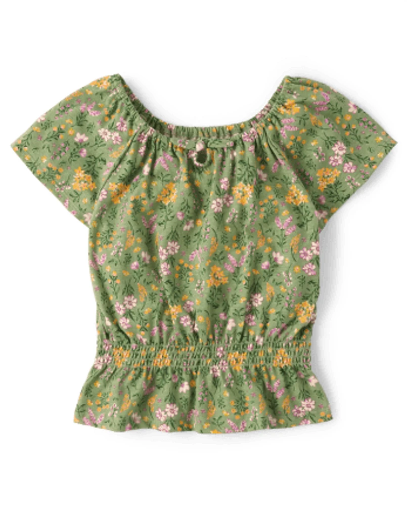 Girls Print Peplum Top