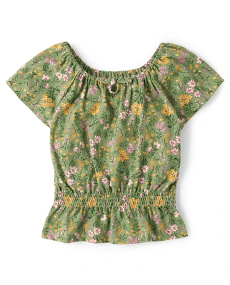 Girls Print Peplum Top