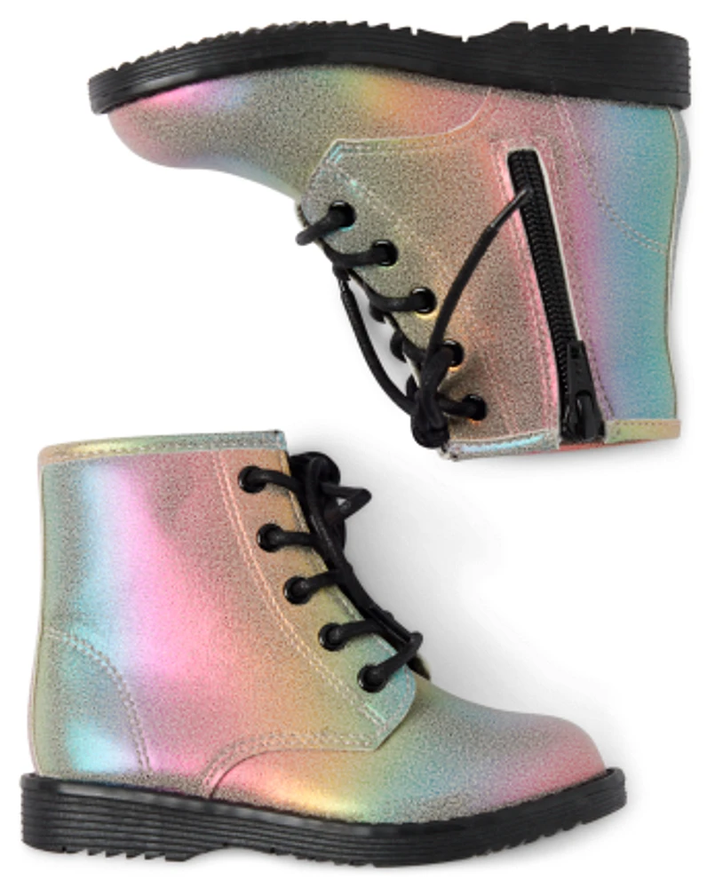 Toddler Girls Rainbow Lace-Up Boots