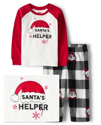 Toddler Matching Family Santas Helper Snug Fit Cotton And Fleece Pajamas
