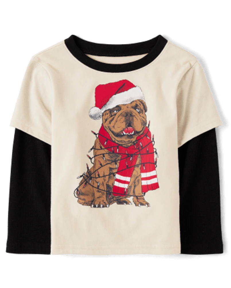 Baby And Toddler Boys Santa Dog 2 1 Top