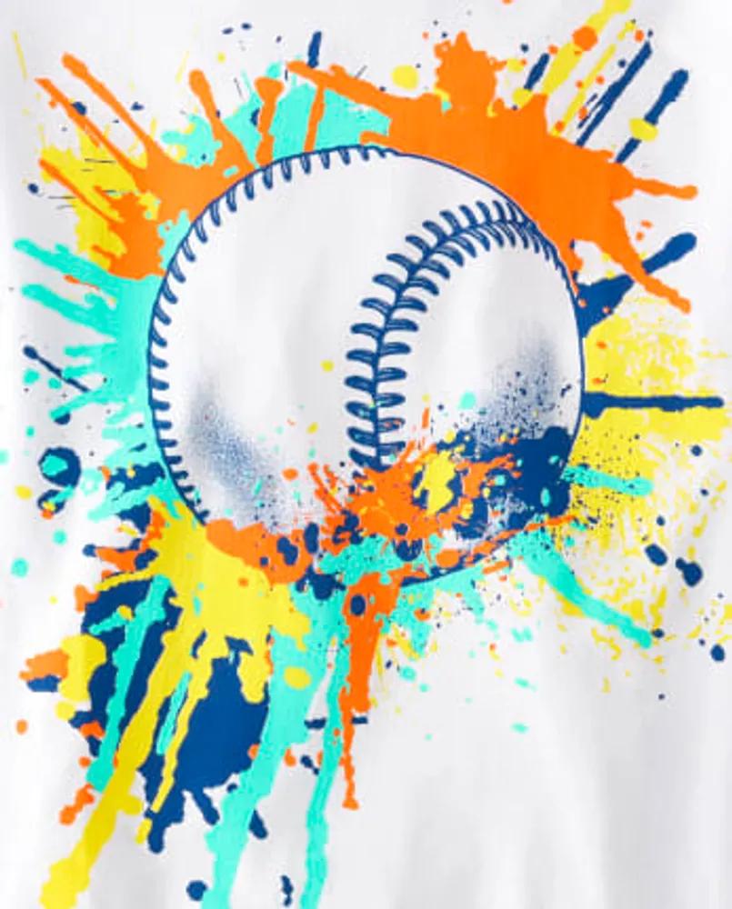 Boys Baseball Paint Splatter Graphic Tee