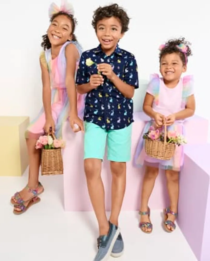 Toddler Girls Rainbow Ombre Mesh Skirt