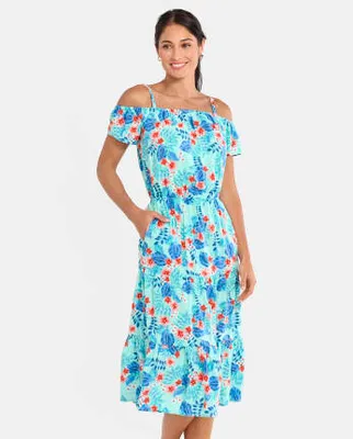 Womens Matching Family Tropical Tiered Dress
