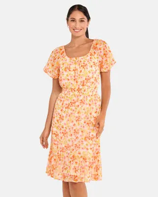 Womens Mommy And Me Floral Georgette Tiered Dress