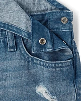 Girls Roll Cuff Denim Shortalls