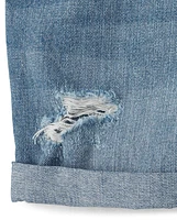 Girls Roll Cuff Denim Shortalls