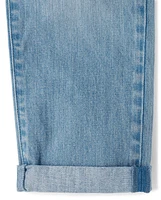 Girls Roll Cuff Denim Overalls