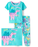 Baby And Toddler Girls Dino Snug Fit Cotton Pajamas
