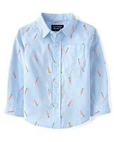 Baby And Toddler Boys Carrot Poplin Button Up Shirt