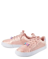 Girls Metallic Perforated Low Top Sneakers