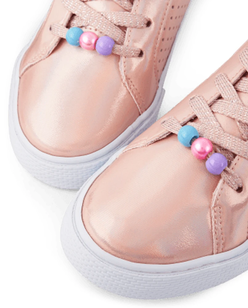 Girls Metallic Perforated Low Top Sneakers