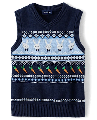 Boys Intarsia Bunny Sweater Vest