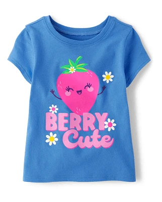 T-shirt graphique mignon à motif baies pour bébés et petites filles