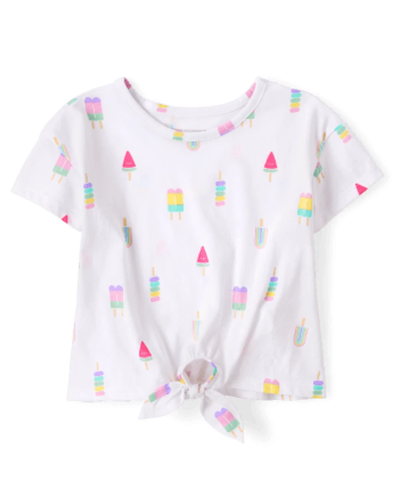 Baby And Toddler Girls Print Tie Front Top
