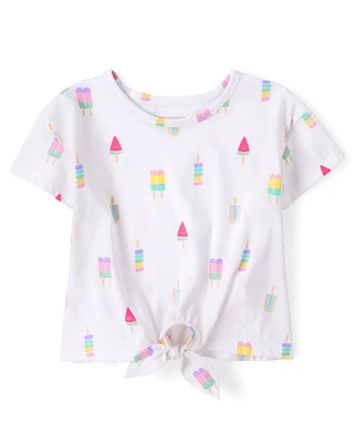 Baby And Toddler Girls Print Tie Front Top
